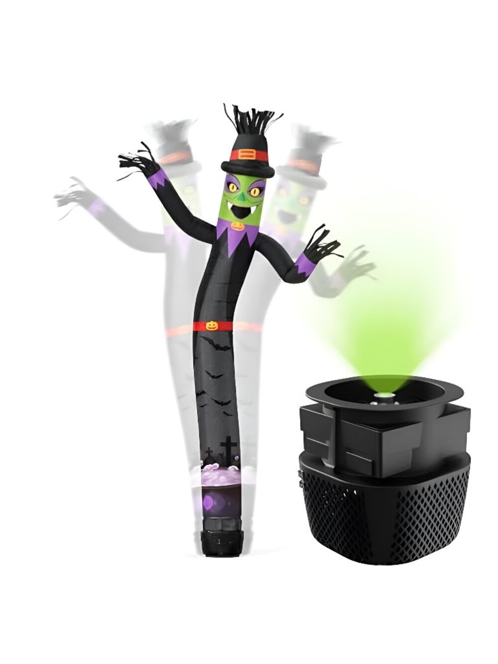 Halloween Witch Inflatable Tube Man 6ft,with 45W Blower+Green Spotlight